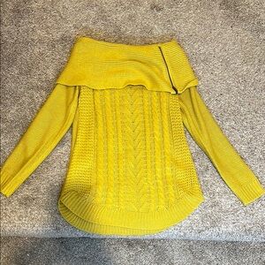 Westport Yellow Off-the-Shoulder Cable Knit Sweater